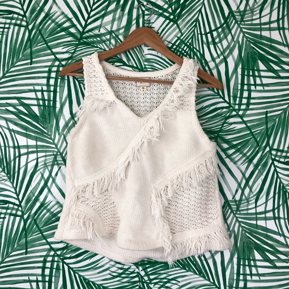 Anthropologie Tops - Anthropologie Postmark Fringe Knit Tank Small